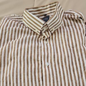 Brown and White Striped Men's Shirt